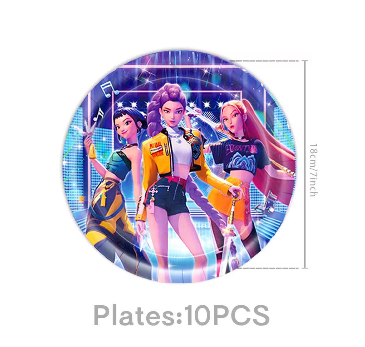 K-pop-teemaiset pahvilautaset (18cm, 10 kpl) trendikkääseen anime- ja K-pop-juhlakattaukseen.