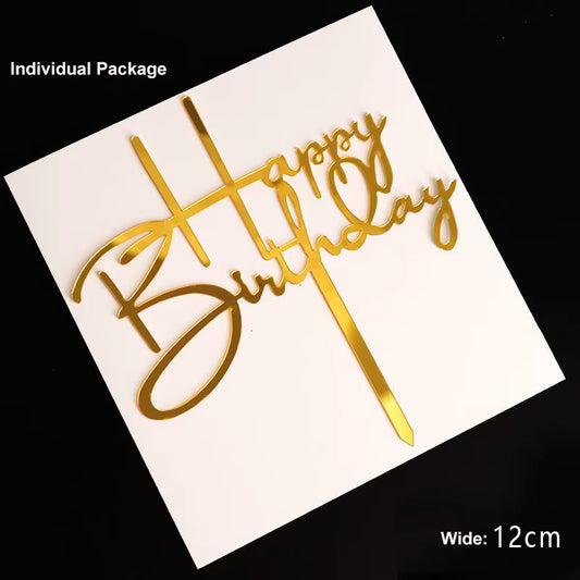Akryyli kakkukoriste kakun sivulle – Happy Birthday 04